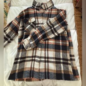 Plaid Button-Up Shirt Jacket